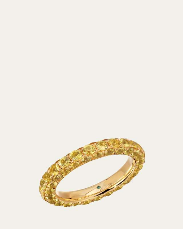 18K Yellow Gold 3-Sided Yellow Sapphire Ring, Size